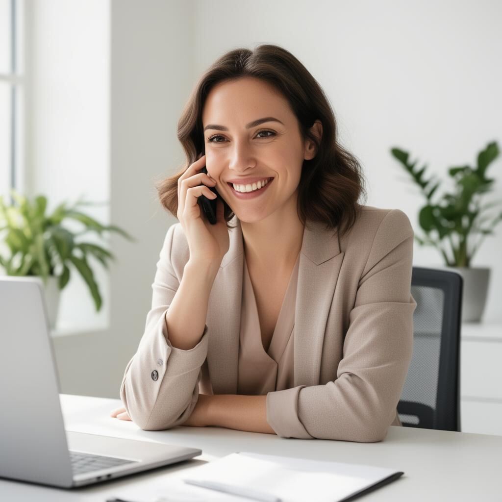 MIKUJY customer success expert wearing a headset, smiling while supporting a client online